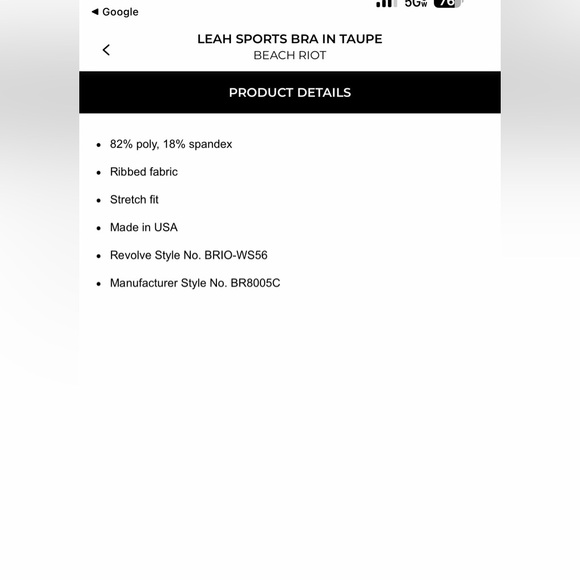 Beach Riot Leah Sports Bra taupe - Picture 7 of 8